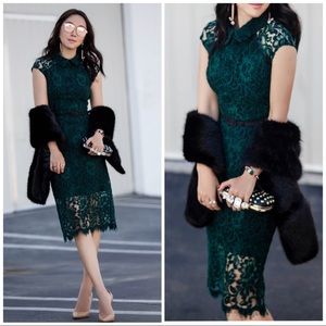 Eva Mendes NY&Co Emerald Green/Black Laced Dress